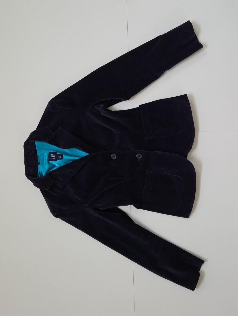 GAP Navy Velvet Blazer with Turquoise Lining